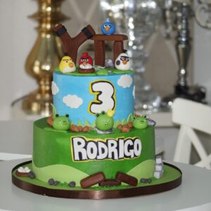 Pastel de Angry birds con nombre