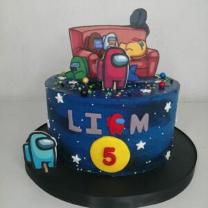 Pastel de Among Us con nombre
